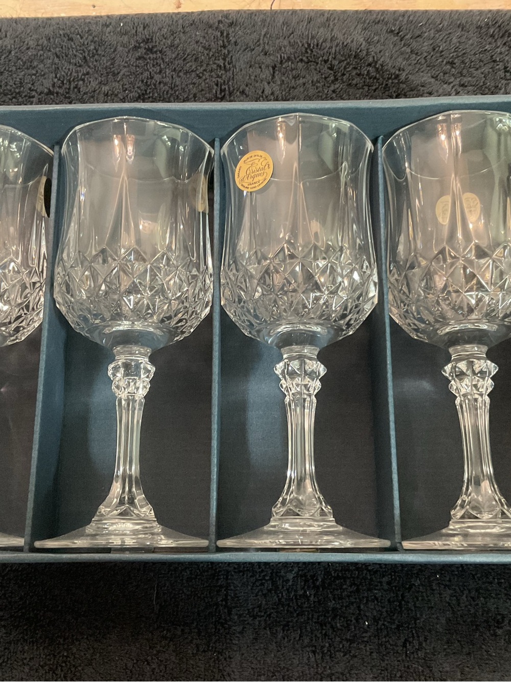 Longchamp Clear Cut Crystal Wine Glasses - Set of 4
